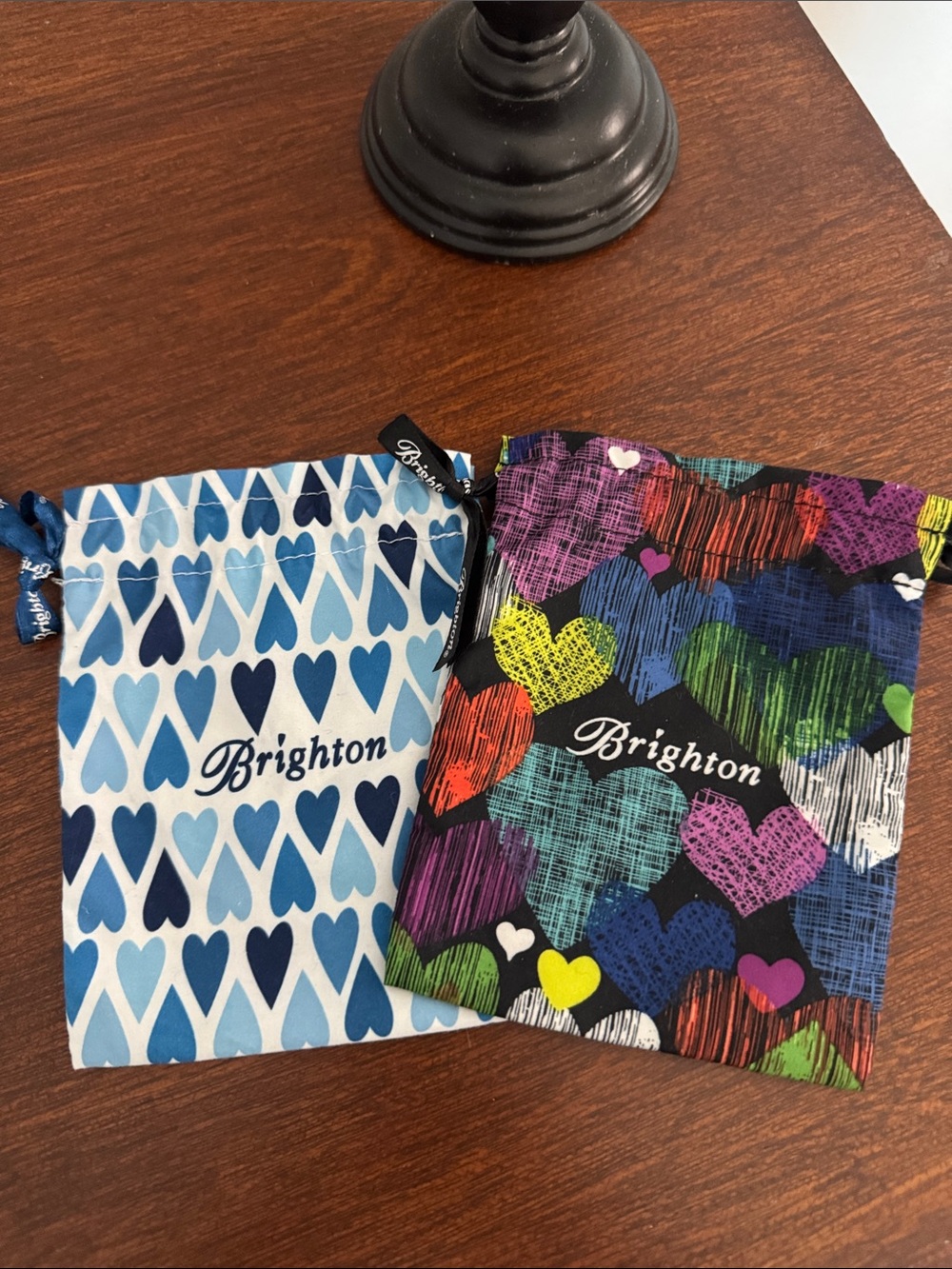 Brighton Heart Drawstring Pouches - 2X Blue & Multicolor